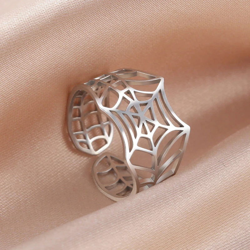 Кольцо с паутиной в стиле панк для женщин и мужчин, креативное открытое регулируемое кольцо из нержавеющей стали, съемное кольцо золотого цвета, Подарочная бижутерия