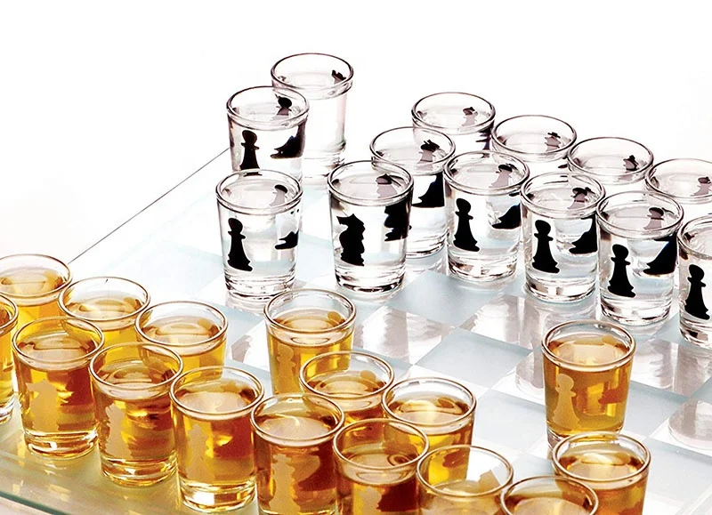3-in-1 Drinking Shot Glass Chess Game Set