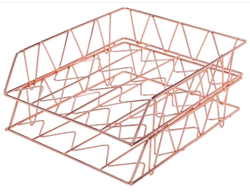 
Desktop File Organizer Metal desk organizer rose gold Horizontal Letter Tray magzine holder 