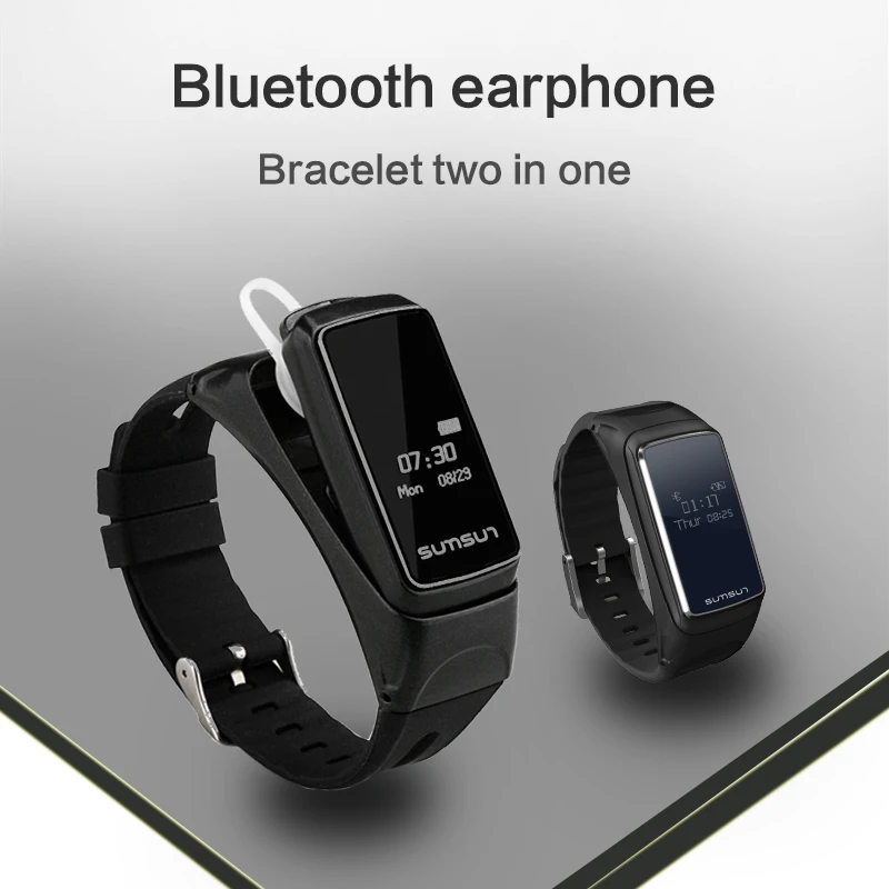 Fit бит Смарт часы с Bluetooth гарнитура 2 в 1 последние 2018 Android Спорт водонепроницаемый браслет