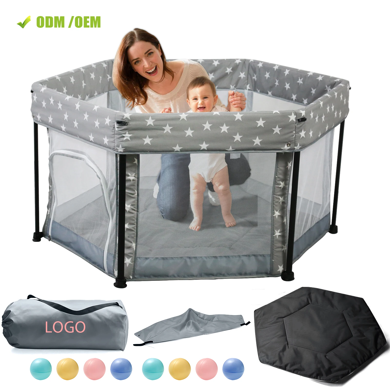 High quality hexagonal play yard Foldable baby kids play safety bed fence for child baby fence playpen baby playpen foldable