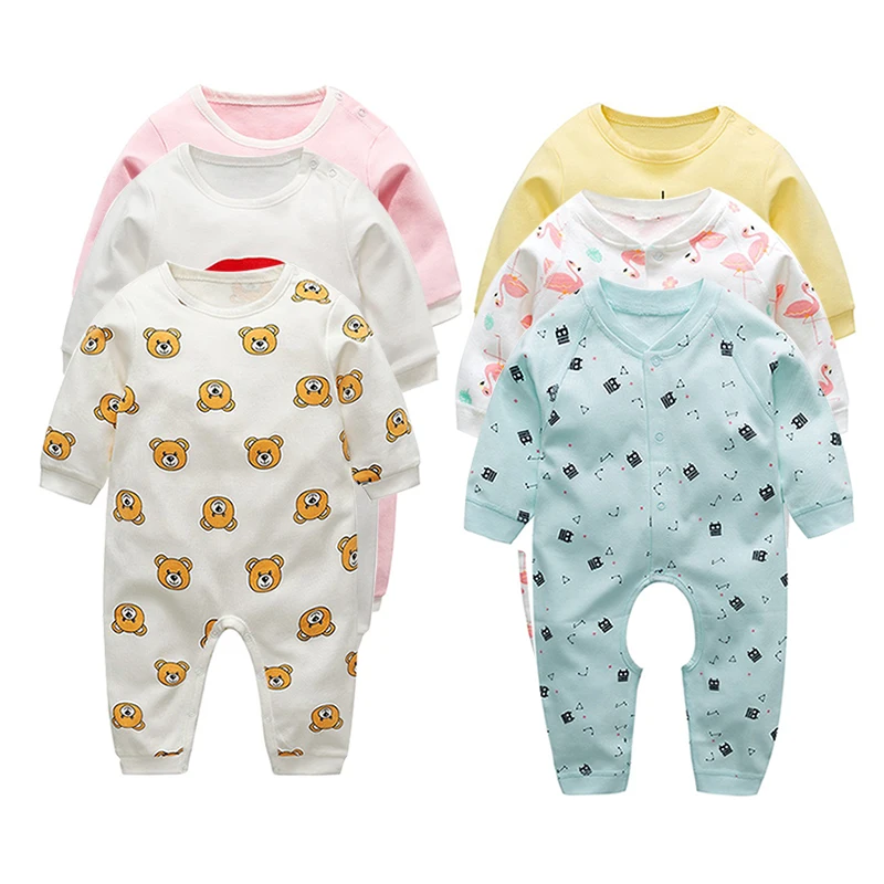 2021 New Style New Born Baby Girls Organic Cotton Rompers Jumpsuit Toddler Boys Clothes Sets
