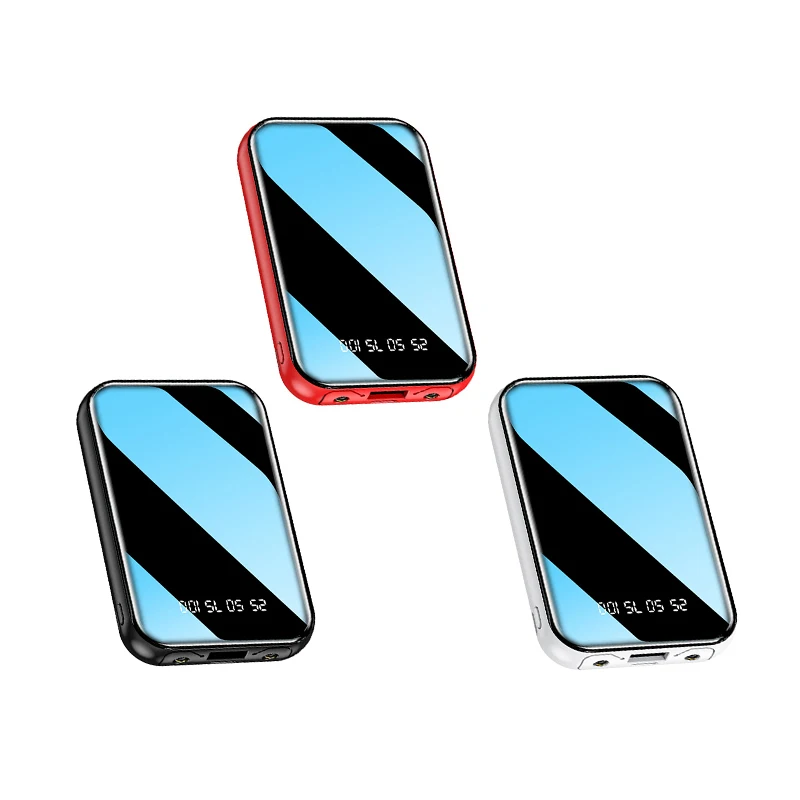 Ready to ship power banks 10000mah high quality power bank mini small power bank USB C USB ports mirror LED digital display