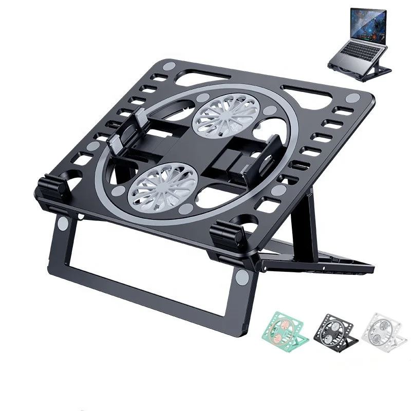 High Quality With Heat Dissipation 2 Fans Multifunction Plastic Laptop Holder Phone Stand