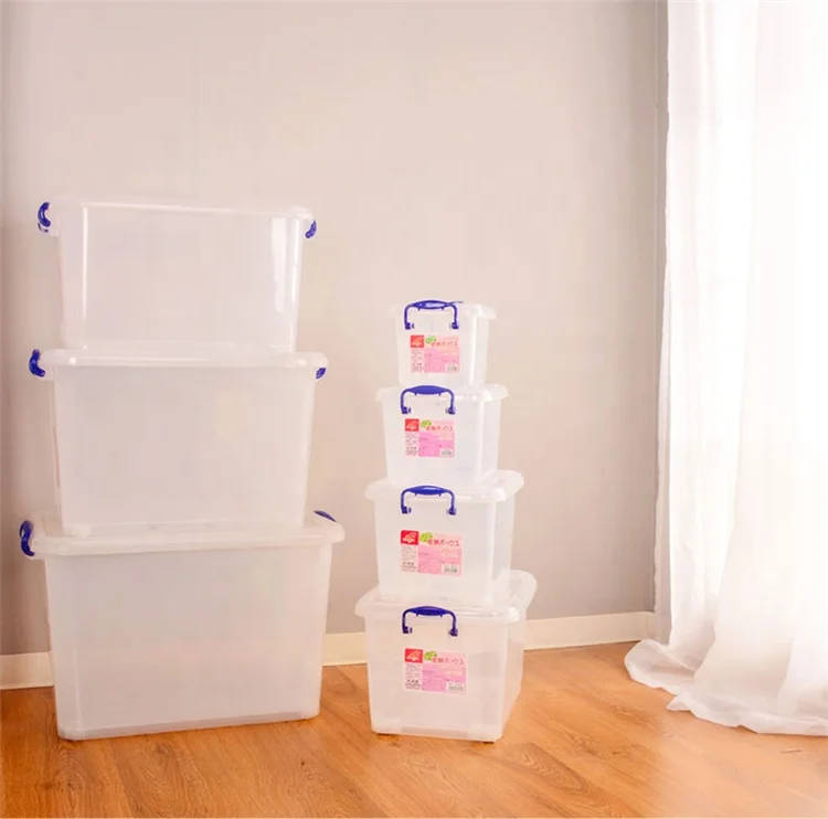 HOUSEHOLD STORAGE BOX WITH LID Manufacturer Multipurpose Stackable PP Clear Plastic Storage Box For Toys and clothes