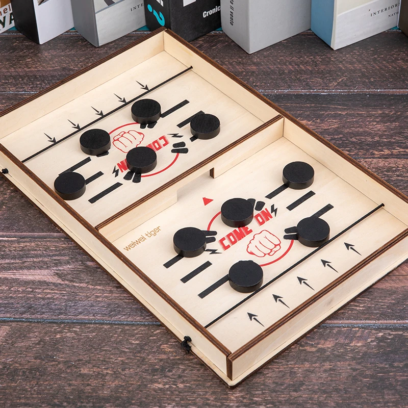Portable Desktop Fast Sling Puck Interactive Table Ice Hockey Ejection Wooden Board Games For Adult And Kids