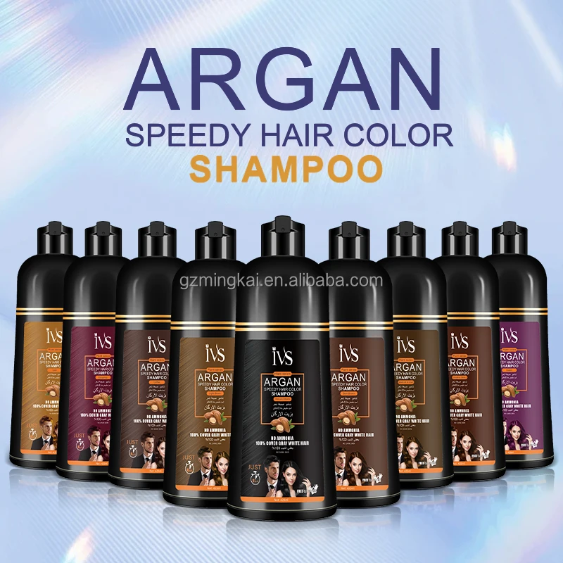 OEM Wholesale Argan Oil Speedy Hair Color Shampoo Cover Gray White Hair IVS Chestnut Brown Organic Hair Dye Shampoo Of brown