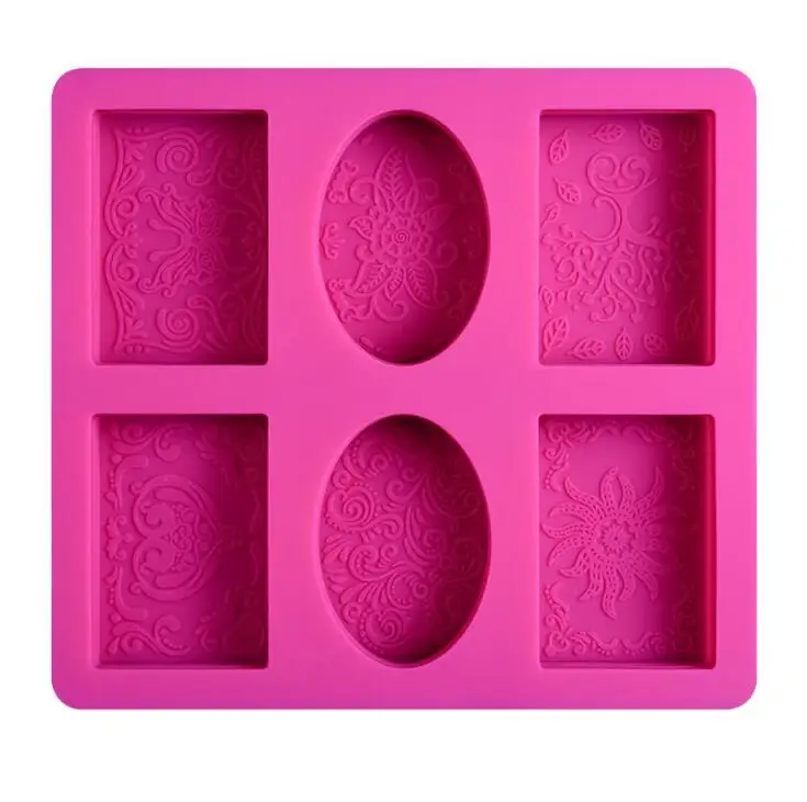 Silicone Soap Molds Cavities Lace Soap Molds Relief Patterns Rectangle and Oval Silicone Molds for Homemade Craft Soaps