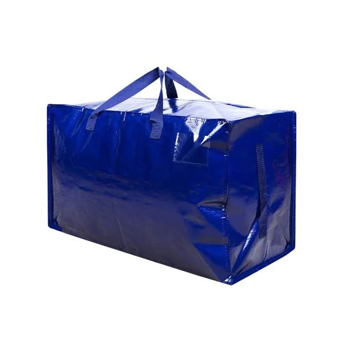 Wholesale Reusable PP Woven Bags Custom Handheld Eco Friendly Storage Moving Blue Bag