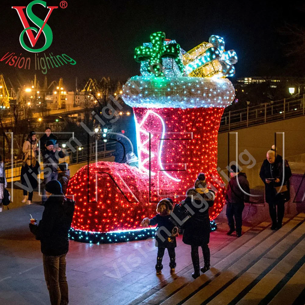 Outdoor led landscape Sculpture led high quality Christmas decoration 3D Giant Santa Hat motif light