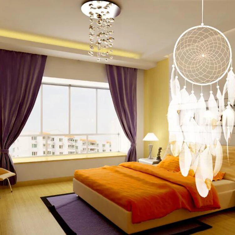 Factory Dream Catcher Cars Ring Satin Dream Catcher Feather Wall Hanging Boys and Girls Party Room Home Decor Ornaments Gifts