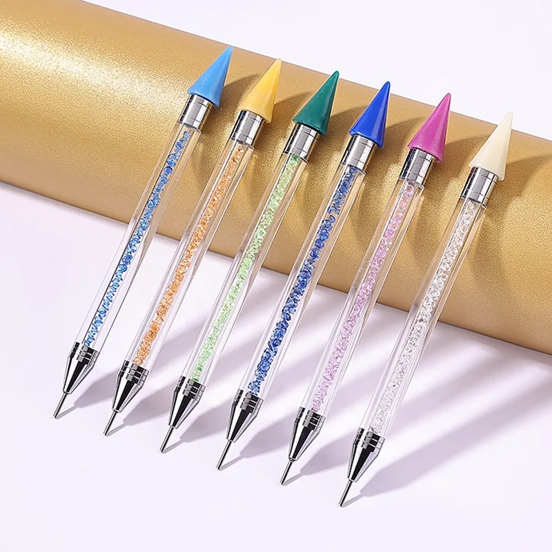 Wholesale Dual Head Acrylic Nail Art Dotting Pen Rhinestones Gem Accessories Beads Nail Picker Pencil Manicure Tools