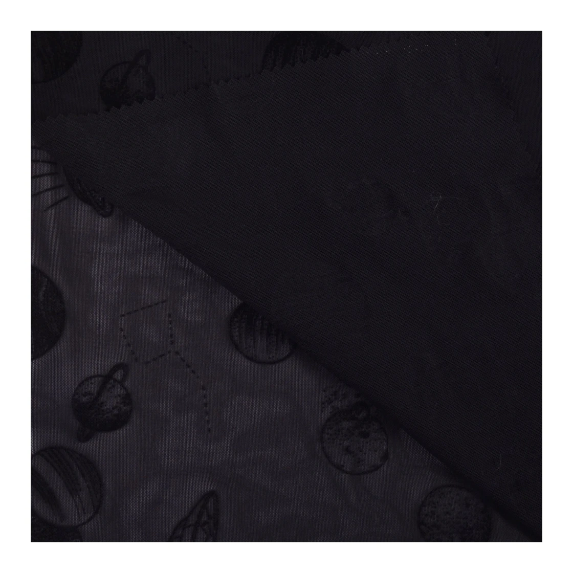 100% nylon high quality with flocking tulle mesh fabric for dress garment