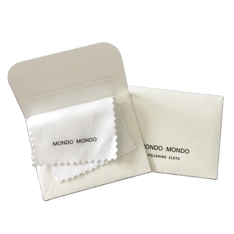 Individual paper envelope packed microfiber suede jewelry polishing cloths