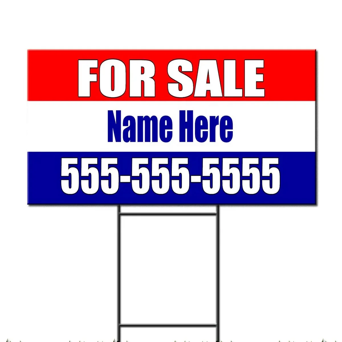 Customized Uv Ink Yard Sign Corrugated Plastic Printed Front & Back With Metal Ground Stake Included For Rent Sign