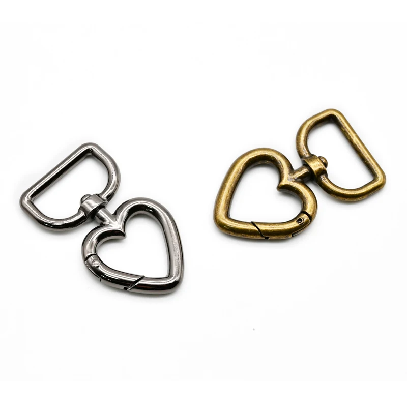 Metal heart shape carabiner clips hook Spring Buckle Elastic Rope Hook For Luggage bag Accessories