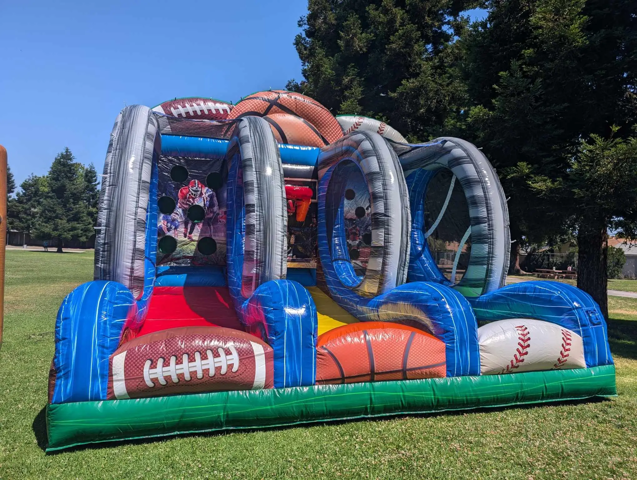inflatable Baseball, basketball, and football 3-in-1 carnival games 3 in 1 Sports Zone Party rental equipment