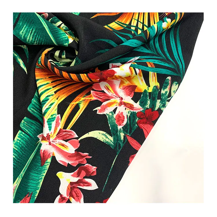 Best Selling Digital Printed Floral Customized 100% Polyester 75D Moss Crepe Chiffon Fabric for Woman Fashion Dress