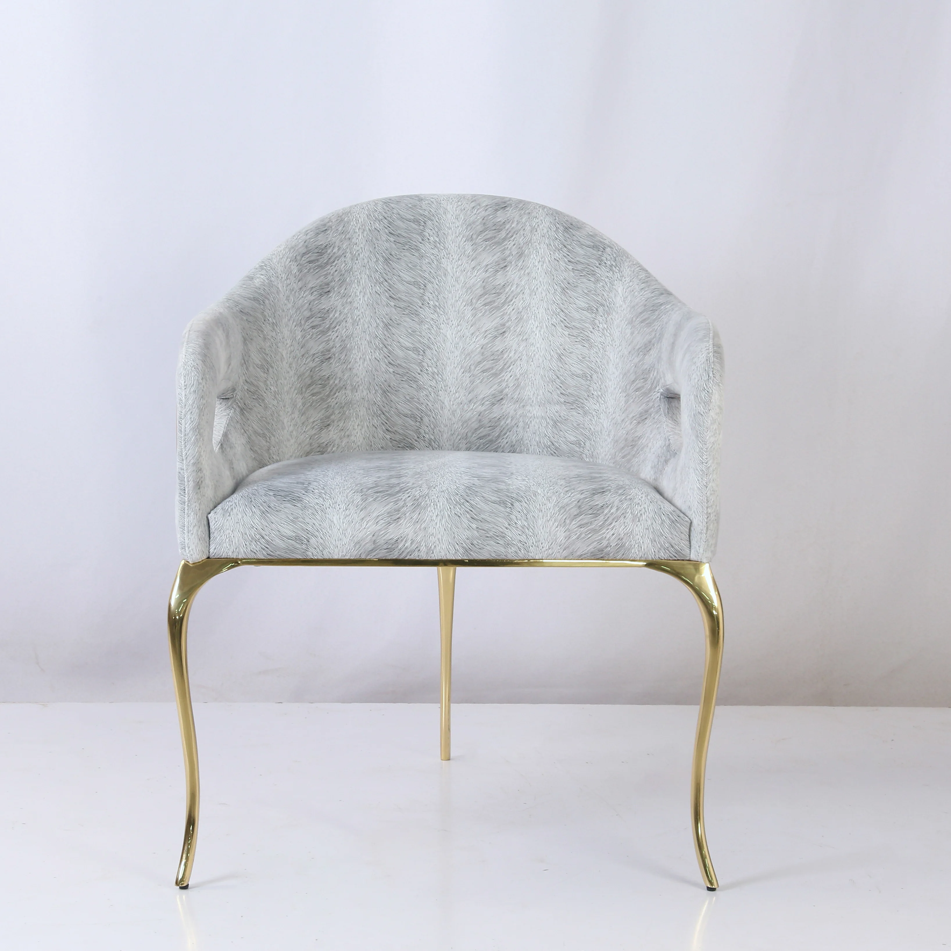 Free Sample Wholesale Design Room Furniture Gray Velvet Modern Luxury Dining Chairs with Metal Legs Brass Gold