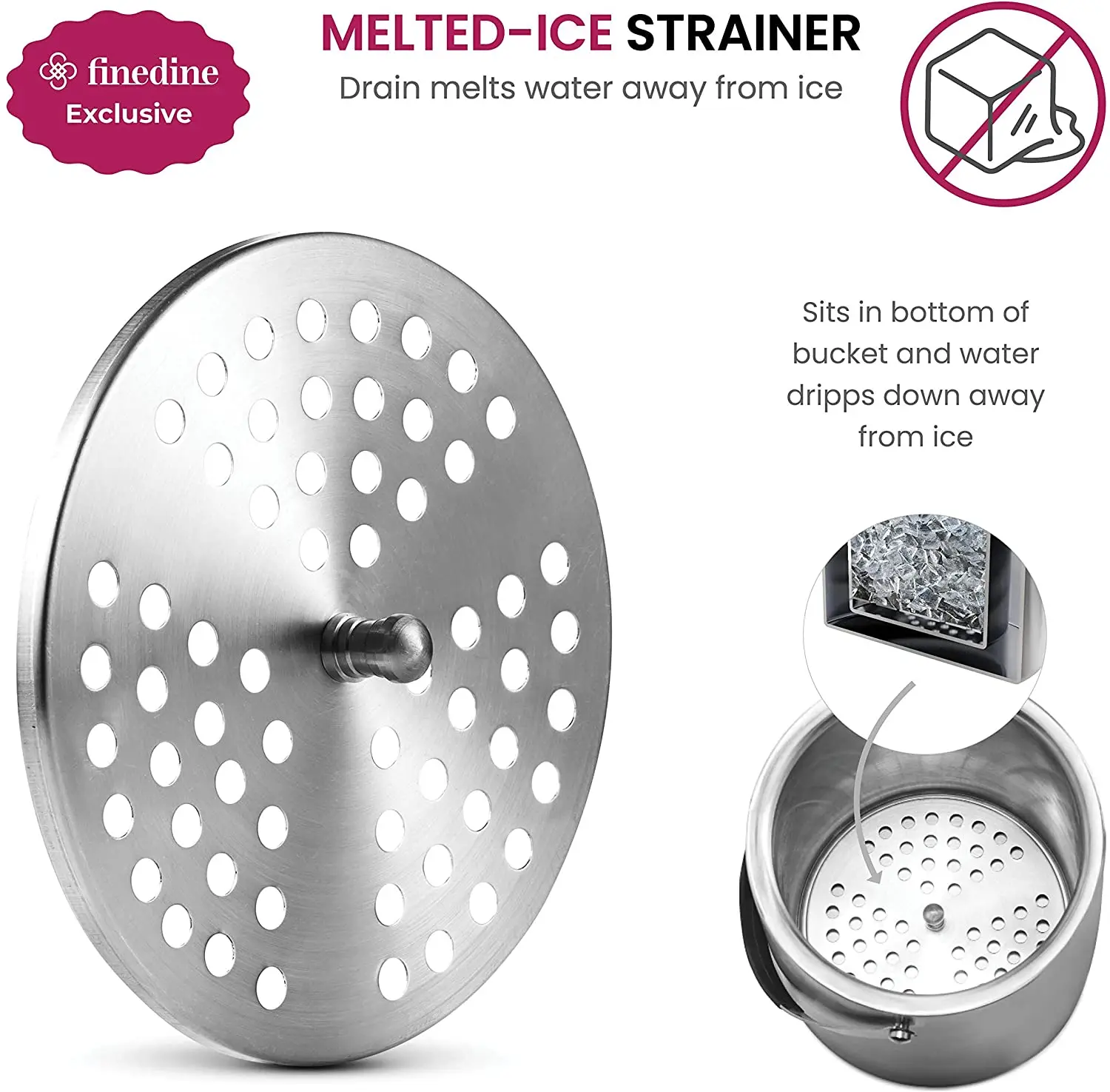 Double Wall Stainless Steel Insulated Ice Bucket With Lid and Ice Tongs 3 Liter Included Strainer Keeps Ice Cold  Dry