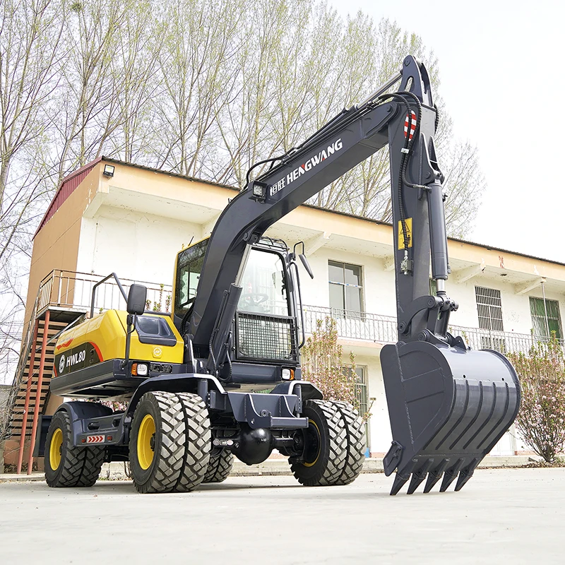 Hengwang HWL80 brand new design 8 ton drive on parts best price digger wheel excavator