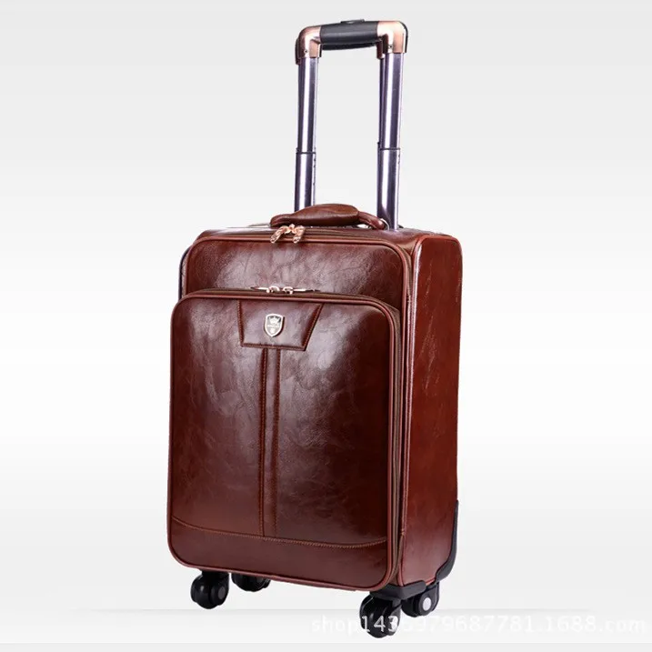 High Quality Custom PU Leather Luggage Business Suitcase PU Trolley Carry-on Case
