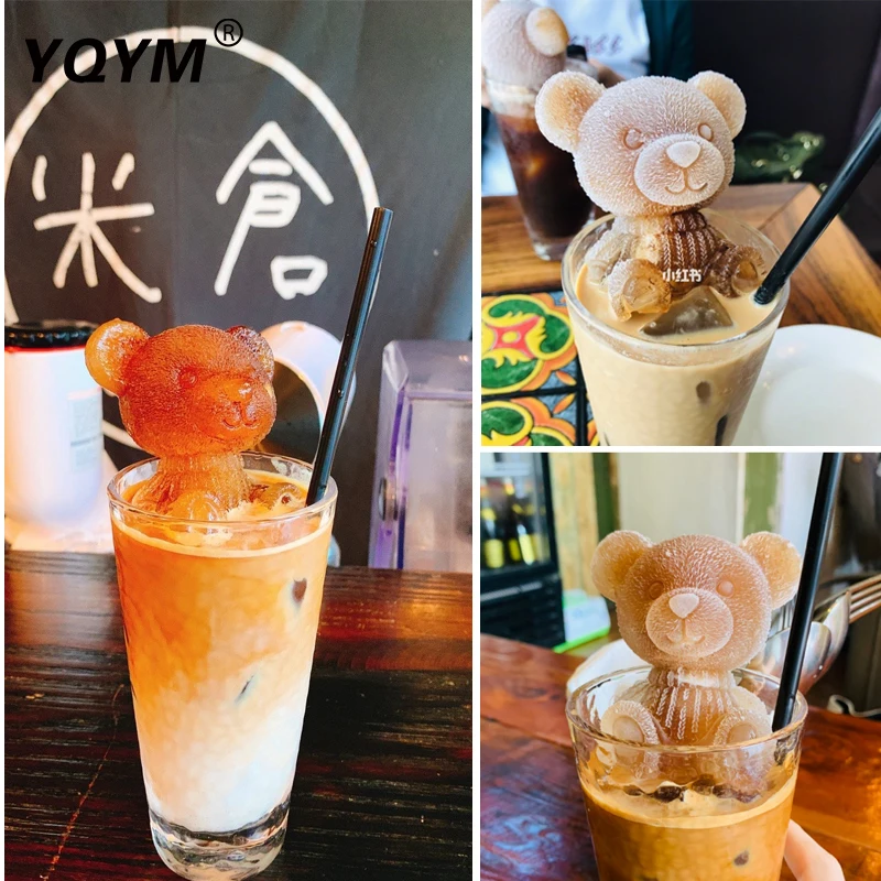 Custom cartoon animal teddy bear 3D silicone mold ice hockey bear coffee cake decoration