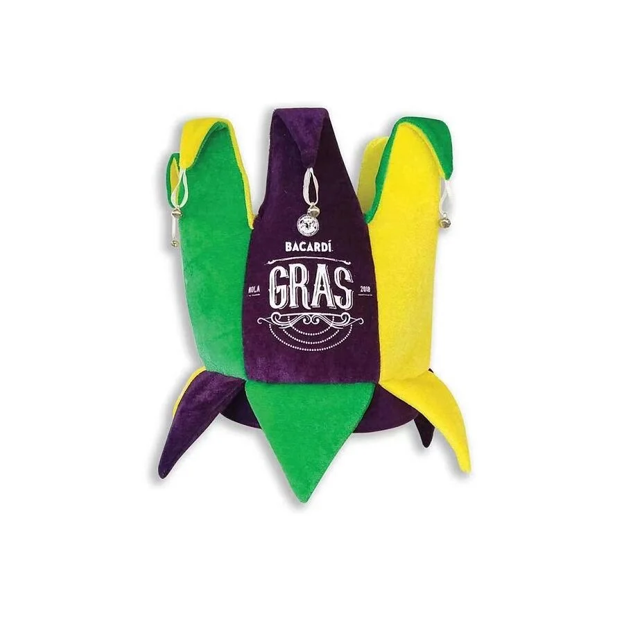 
Adult Bacardi Logo Printed Mardi Gras Jester Hat with Bells 