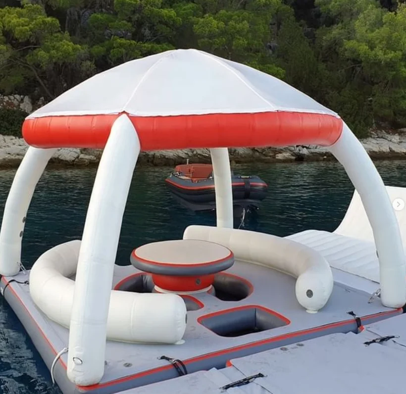 Drop Stitch Inflatable Floating Dock Water Swimming Sea Platform For Lake With Tent