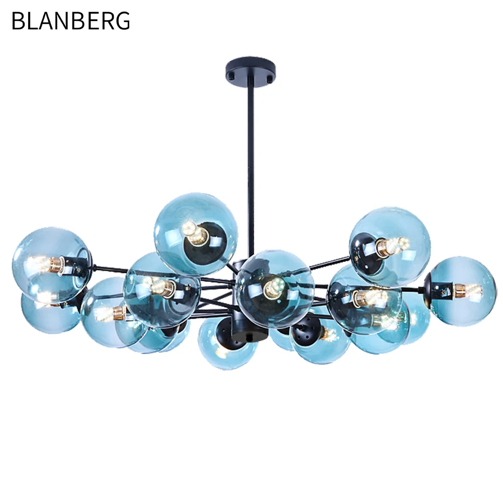 Hot Sale Black Gold Brass Color Glass Ball Chandelier for Home Office Living Dining Room with LED Light Source by Magic Bean
