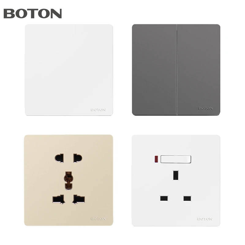 2 Gang Decorator Wall Switch British UK Standard CB Approved Electrical Light Power Rocker Wall Switch Socket