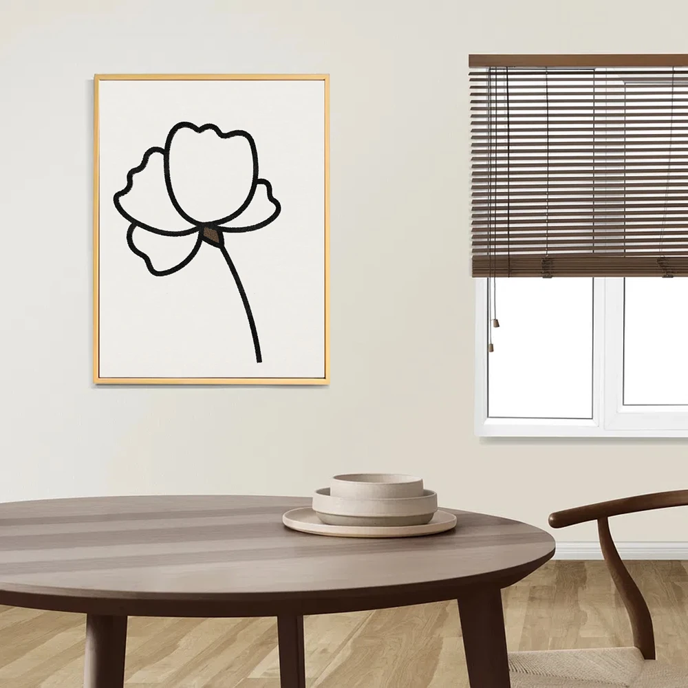 FLOWER1-Wall Hanging Decorative Paintings Abstract Simple Wooden Frame  White Blue And Other Color Blocks Wall Art Canvas Prints