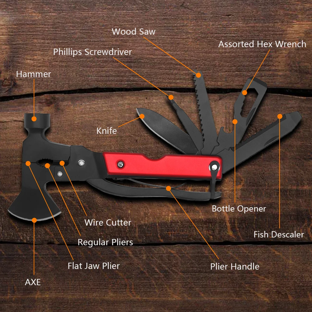 Unique Gifts for Men Dad 15 in 1 combination pliers outdoor first aid equipment axe