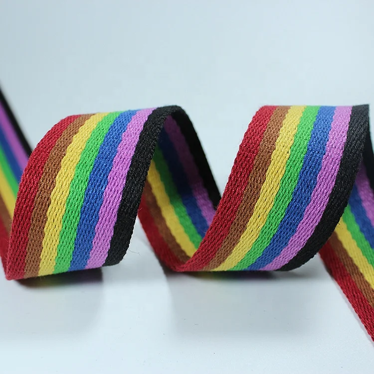 2/2.5/3.2/3.8/5 CM Recycled Striped Cotton Webbing for Bag Strap