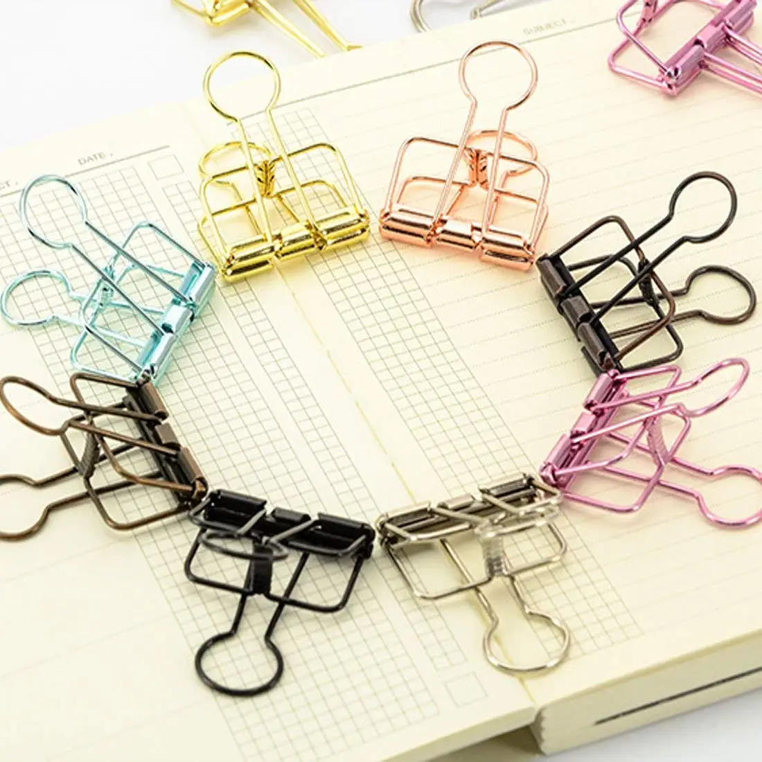
Metal wire hollow out paper binder clips office supplier school accessories colorful organizer paper binder clip 