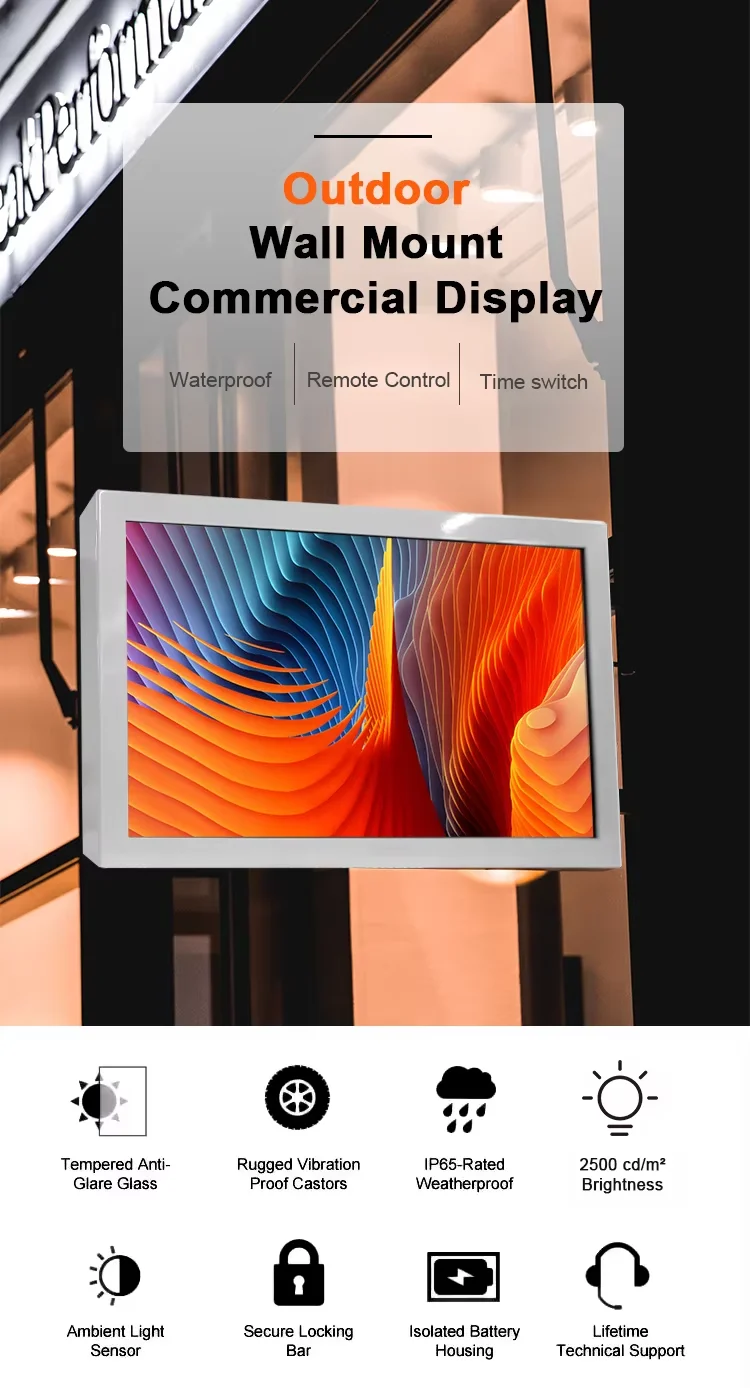 Outdoor Waterproof Way Finding Digital Solution CMS Wall Mounted Touch Advertising Players