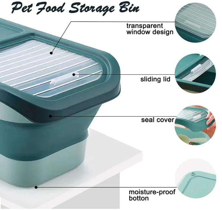 Hot Sale Dog Food Storage Container Folding Pet Food Container with Lids Airtight Cat Food Containers