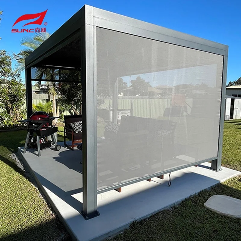 Modern Electric Pergola Gazebo Outdoor Bioclimatic Solar Waterproof Motorized Louvered Aluminium Pergola