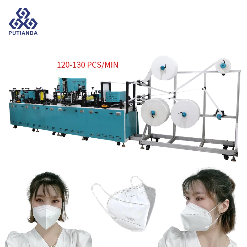 PUTIANDA FPP2 FPP3 KN95 N95 130pcs/min Mask Making Machine Automatic N 95 Mask Production Line KN95 Mask Machine 2021 20000 1850