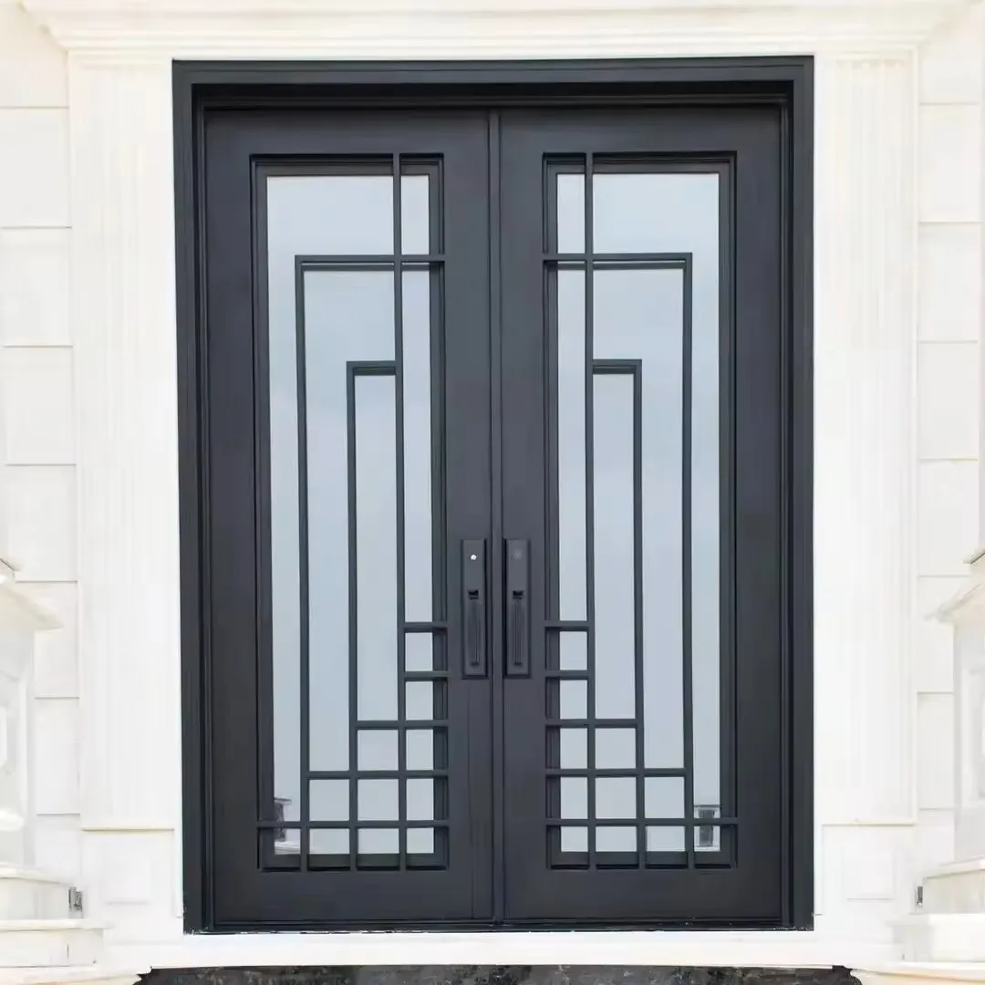 Superior quality double wrought iron grill entrance door for residence