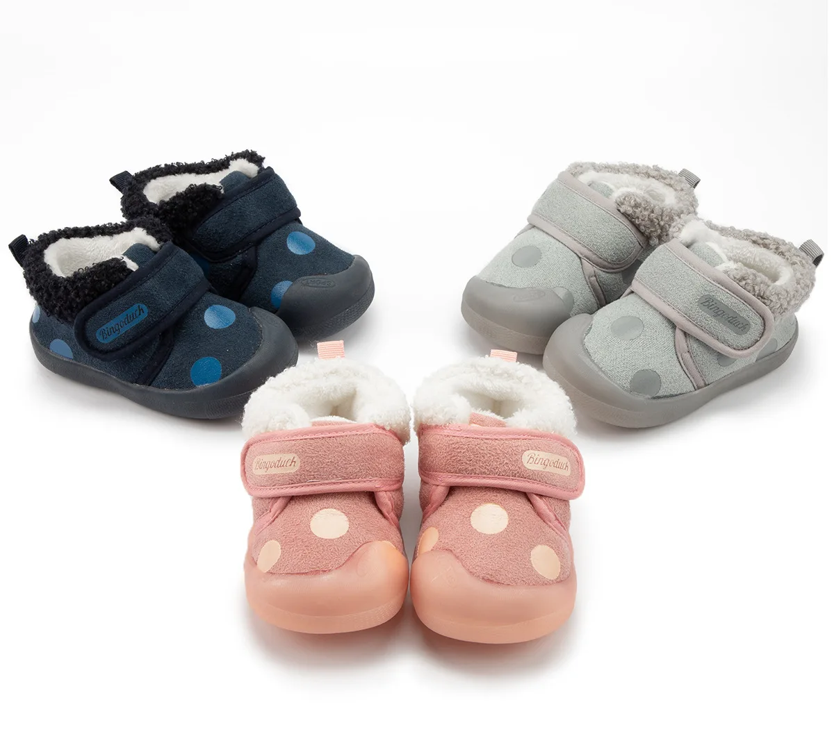 New Fashionable soft sole fur inner prewalker kids shoes baby girl winter shoes