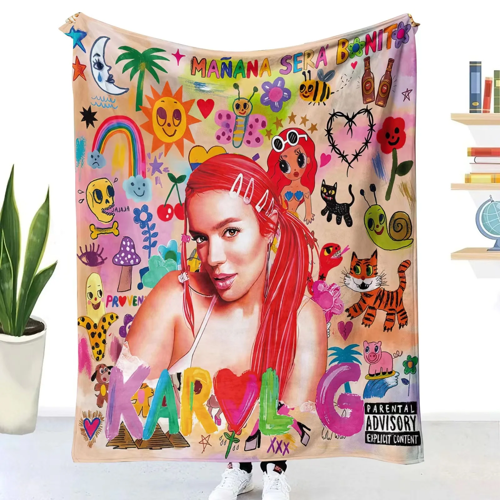 2023 Hot Karol G Manana Sera Bonito Custom Sublimation Fleece Travel Throw Blanket Custom Printed Blanket
