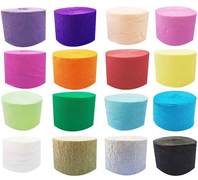 12 Rolls 984ft Crepe Paper Streamers stretch crepe paper self-adhensive garlands in crepe paper pack of 8