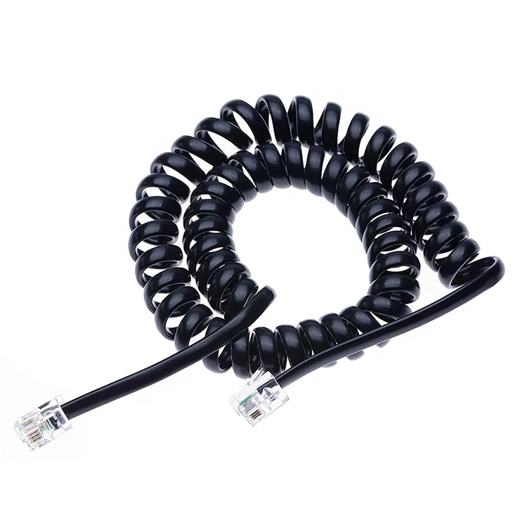  OEM спиральный пружинный RJ9 4P4C RJ11 черный белый плоский Cat3 ADSL телефонный
