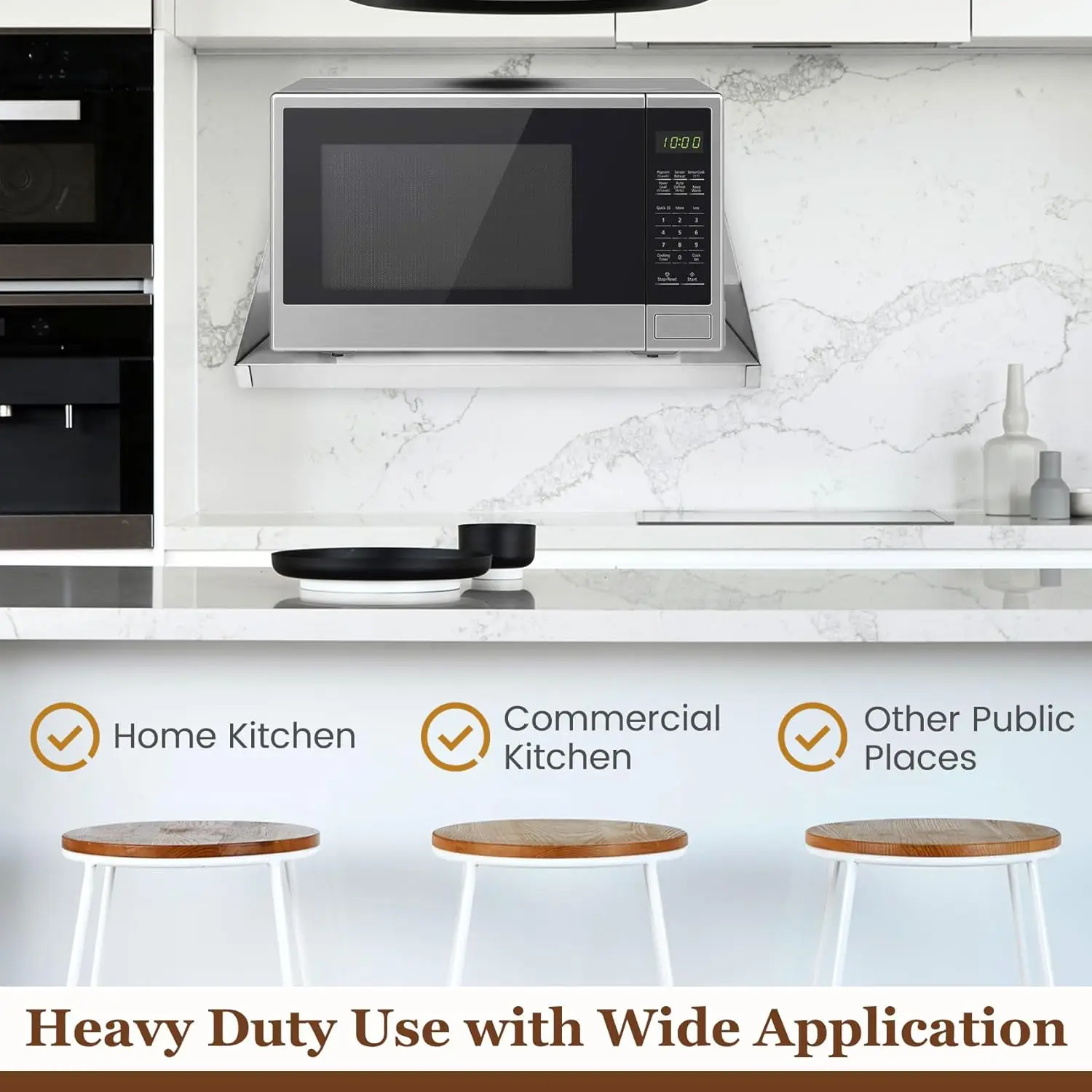 Factory Direct Commercial Kitchen Stainless Steel Wall mount Microwave Oven Floating Shelves for restaurant kitchen