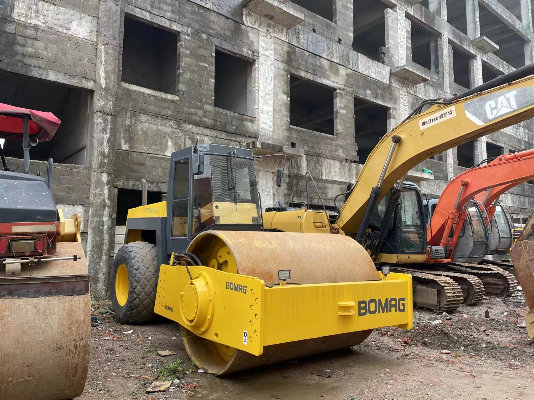 Used Dynapac Bomag CAT Compactor Sheep foot Road Roller Single Drum Rollers for sale