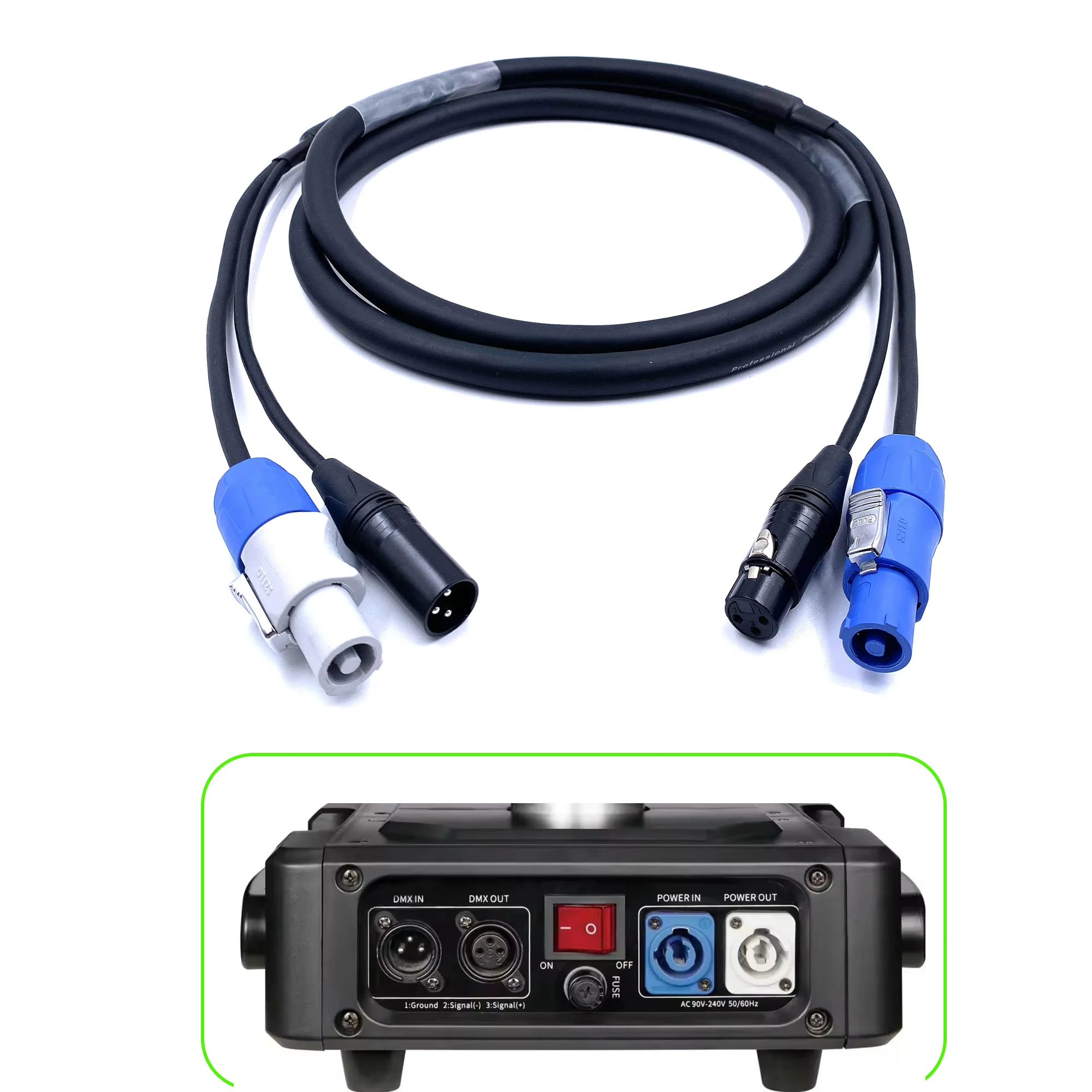 Powercon Plus 14 AWG Audio 3 Pin Dmx Combi Combo Hybrid Cable for Powered Speakers