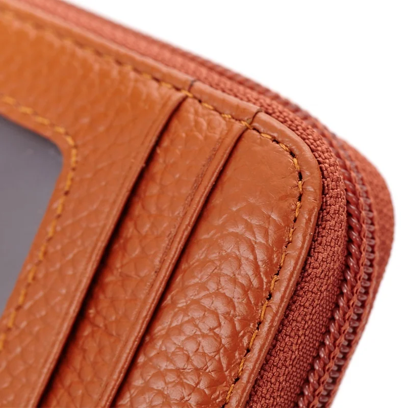 Factory Wholesale Leather Slim Card Holder Case id Card Holders zippered Wallet for Women and Men