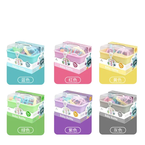 2023 Hot Selling Newborn Rattle Handbell Set Teether Ring Hanging Funny Baby Rattles Toys