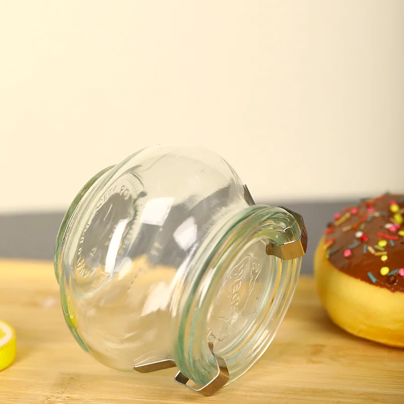 Wholesale 200ml Strawberries Blueberries Chocolate Jam Tureen Glass Jar Honey Ketchup Paste Container with Glass Clip Lid